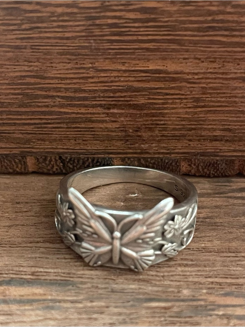 Butterfly Floral Wide Band Ring - Women Jewelry